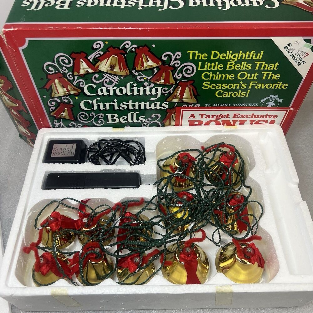 WORKS Vtg Caroling Christmas Bells Ye Merrie Minstrel 12 Bells Musical 25 Songs